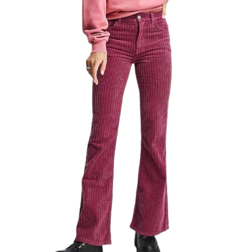 Reclaimed Vintage Corduroy Flare Pants Size 31 Raspberry Pink Cotton Retro Fall